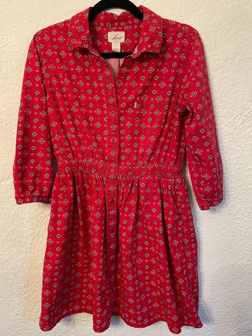 Levi's Red Bandana Fit-n-Flare Western Cowgirl Shirt Dress Sz M Americana Boho
